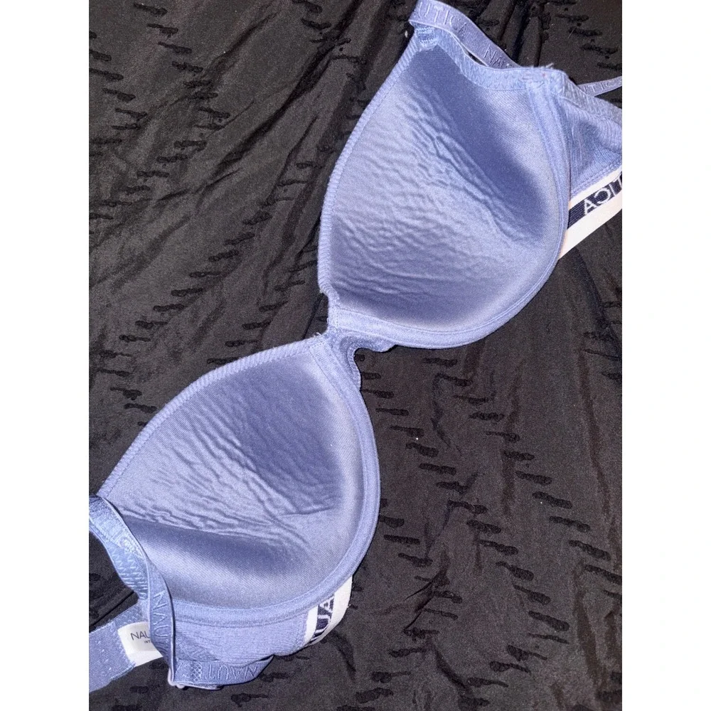 Nautica Intimates Blue Ribbed Lightky‎ Lined Full Coverage Underwire Bra, 38C